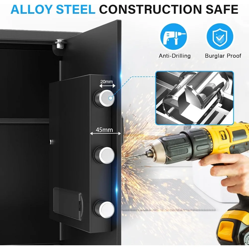 Cofre grande 4.0 Cuft para casa, cofre digital com sistema de alarme, prateleira removível e função mudo, cofre doméstico anti-roubo para A