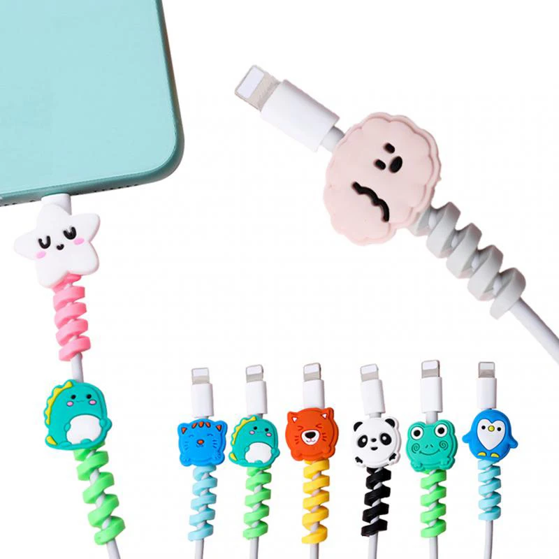 Cartoon Cable Protector Silicone Bobbin Winder Wire Cord Cable Organizer Cover for Cell Phone PD USB Charger Cable Accessories