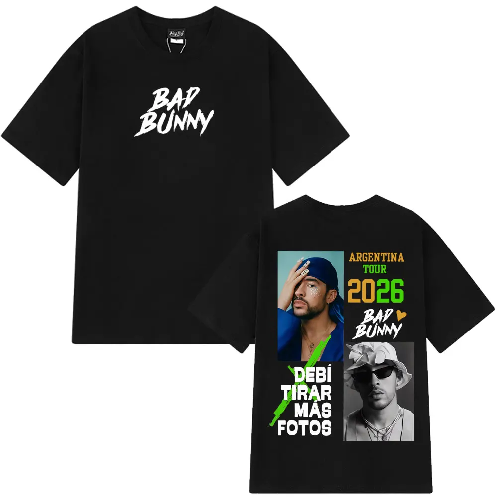 

Rapper Bad Bunny Argentina Tour 2026 Fashion Graphic T-shirt Men Hip-hop T-shirt Short-sleeved Cotton Casual Harajuku T-shirts