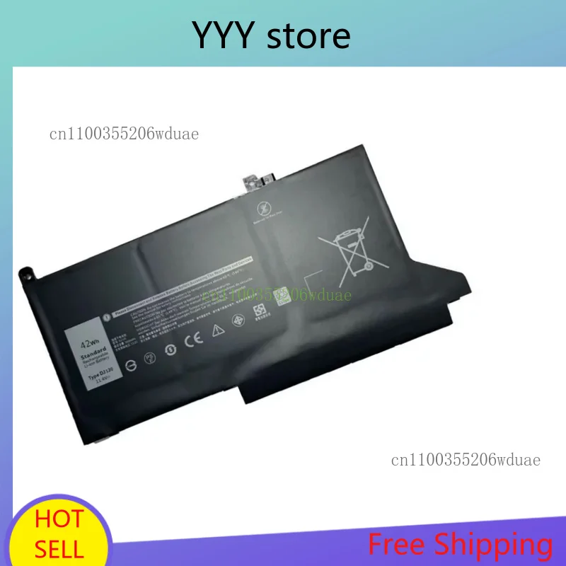 

DJ1J0 11.4V 42WH 3-Cell Laptop Battery for Dell Latitude 12 7280 K8X0T KHY0C 7290 E7280 E7290 137380 7390 E7380 E7390 147480