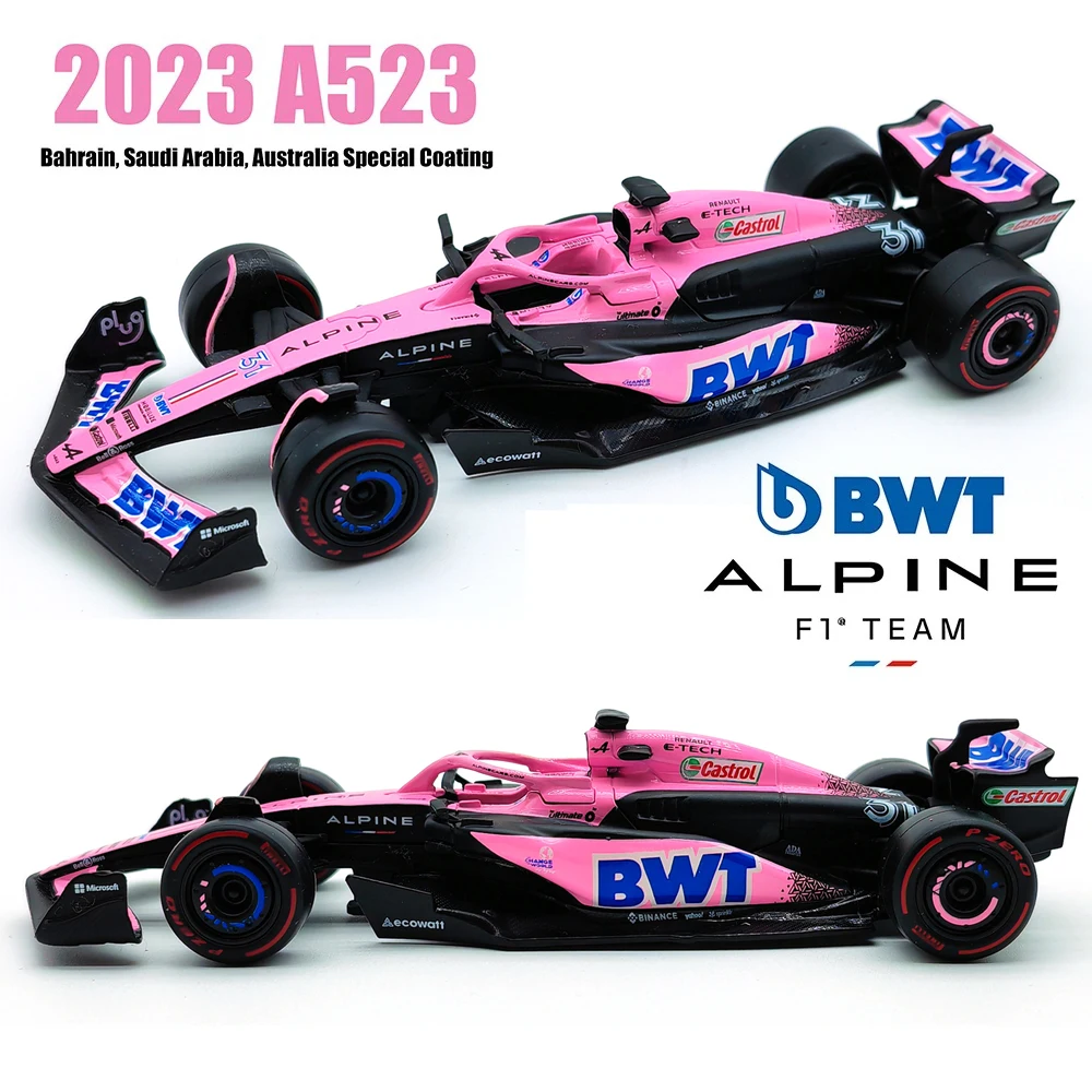 Bburago 1:43 Alpine F1 tim A523 2023 #10 Pierre Gasly #31 Esteban Ocon paduan mobil Die Cast Model koleksi kompetisi