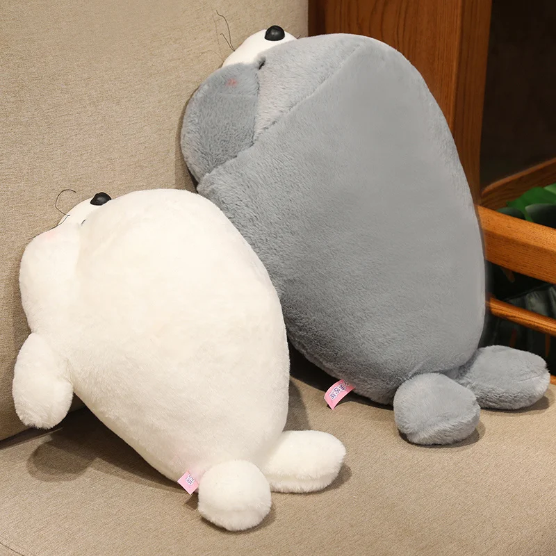 Cute Mochi Plushes Seal Soft Toy Kawaii Sea Animal White Grey Seal Stuffed Doll Lovely Huggable Sleep Pillow Boy Girl Gift