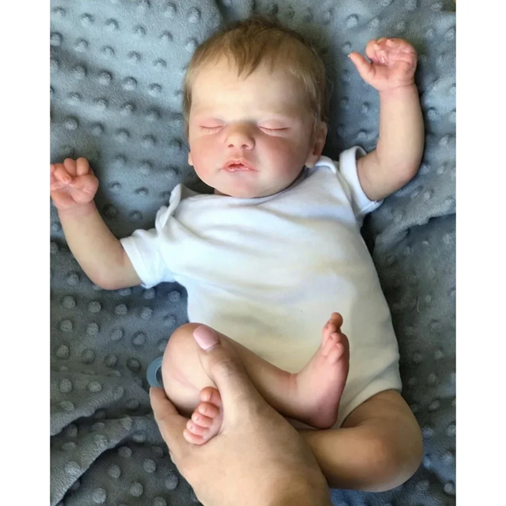 45CM Already Finished Reborn Baby Doll Sam Newborn Sleeping Baby 3D Painting Skin with Hand-Details Veins Muñecas Bebe Reborn