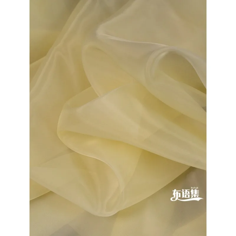 Thin Matte Organza Fabric By The Meter for Clothing Decoration Skirt Dress Handmade DIY Sewing Designer Cloth Soft Yellow Pink view 3