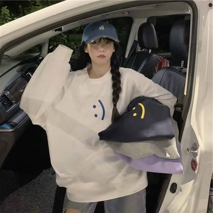 2025 الربيع والخريف جديد لطيف الفتيات سحر الأبيض جولة ممارسة الرقبة هوديي أزياء عارضة رائعة تنوعا كسول الرياح #1