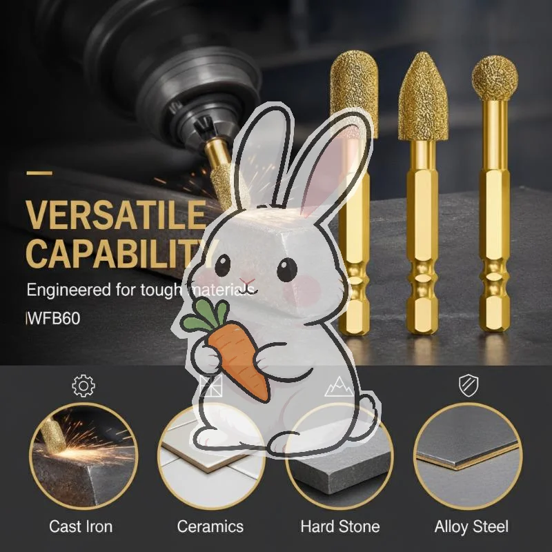 3Pcs Diamond Grinding Head Tile Rotary File High Hardness Polishing Tool for Iron Stainless Steel Metal Grinding