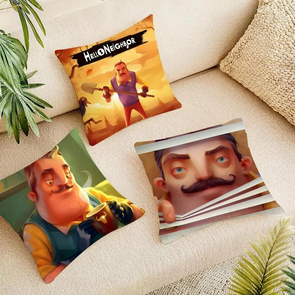 Video Game H-Hello Neighbor Cushion Cover Organic Linen Square Pillow Case Durable Non-Allergenic And Kind To Skin
