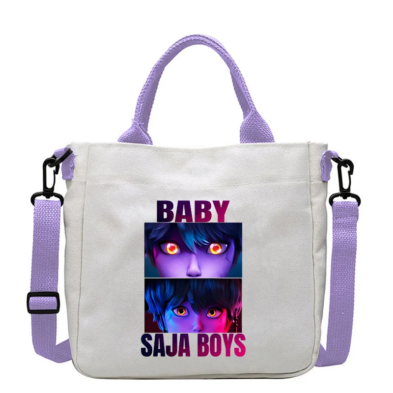 

Kpop Hunter Anime Print Large Capacity Casual Handbag Fashionable Harajuku Crossbody Bag for Commuting Stylish Canvas Tote Bag