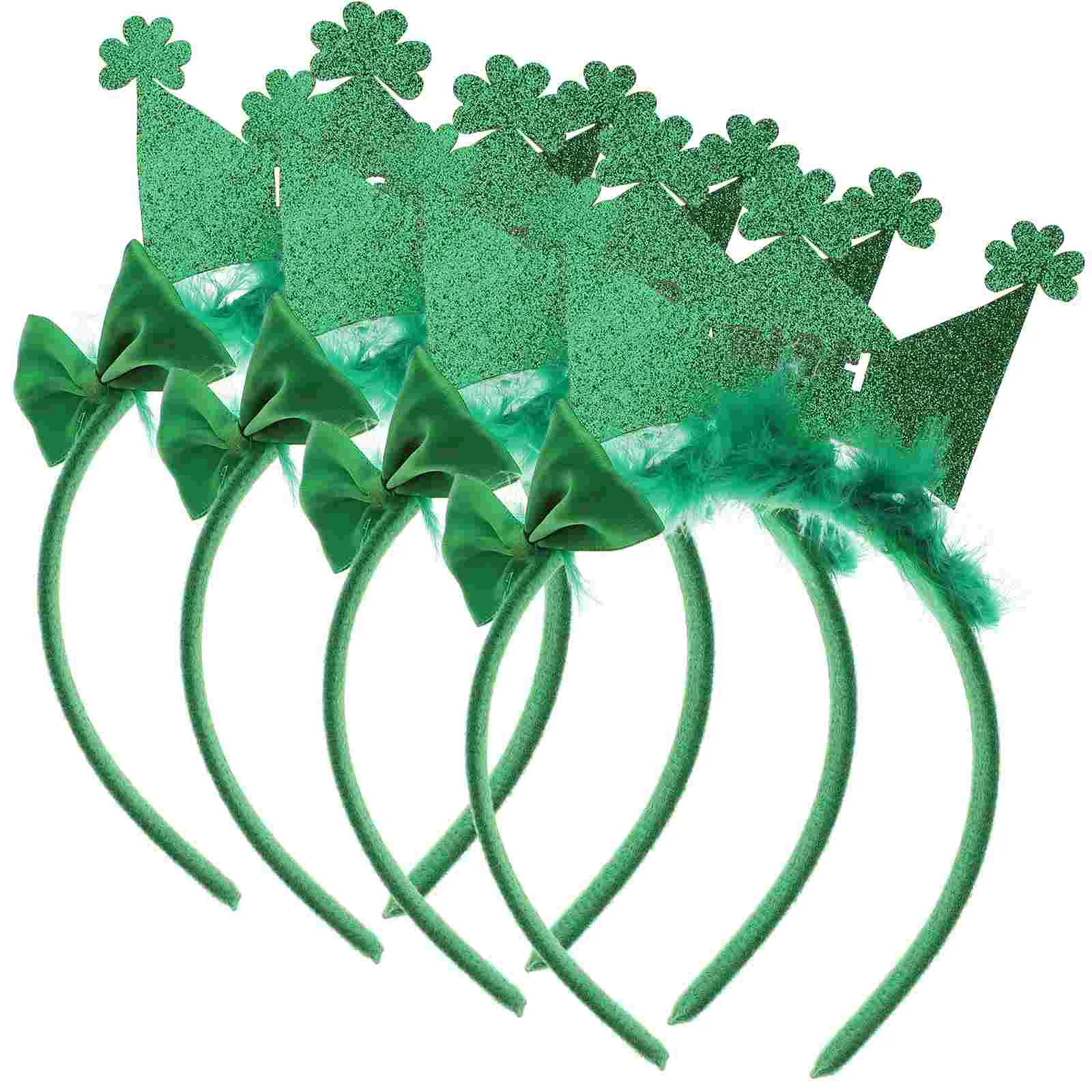 

4 Pcs Headband Holiday Headbands Irish Shamrock Party Headpiece for Adults Aldult Headdress