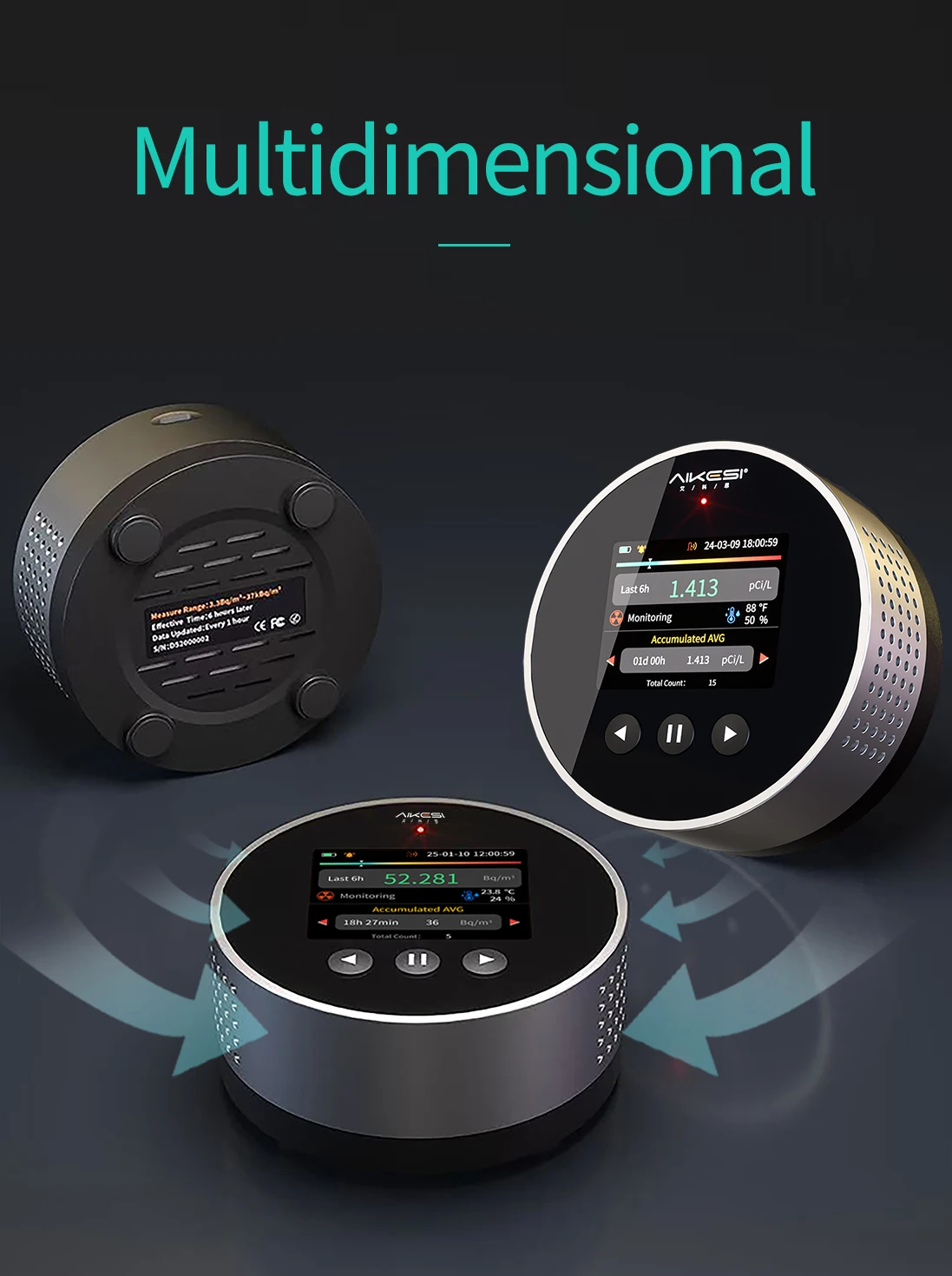 Radon  Detector  OEM Smart Air Quality Radon Semiconductor Monitor Sensors Pulsed  Alpha Spectrometry Detector