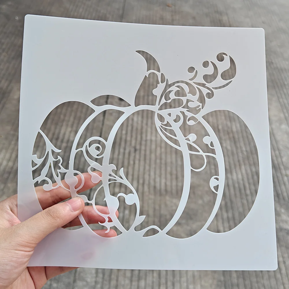 20cm Vintage Swirl Pumpkin Spray Stencil, Food Safe PET Mold for Cake Powder Spraying Halloween Autumn Cake Decoration