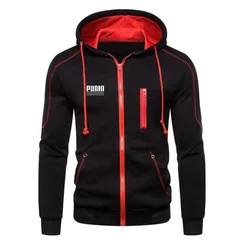 Men's Jackets Fashion Hoodies Long Sleeve Zipper Hoodie Hooded Fleece Sweatshirts Casual Sports Men Clothing Plus Size Black Whi