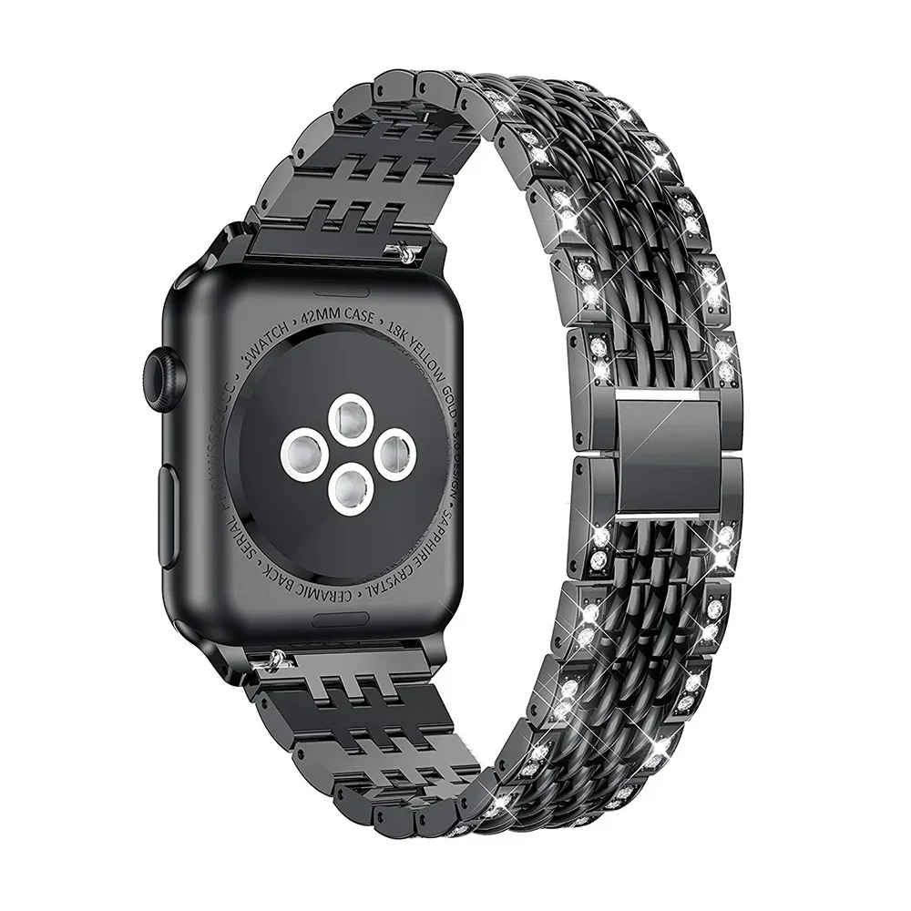 Cinturino in metallo di lusso per Apple Watch Ultra 9 8 7 49mm 45mm 41mm 6 5 4 SE 40mm 44mm cinturino in metallo iwatch 10 46mm 42mm cinturino diamantato