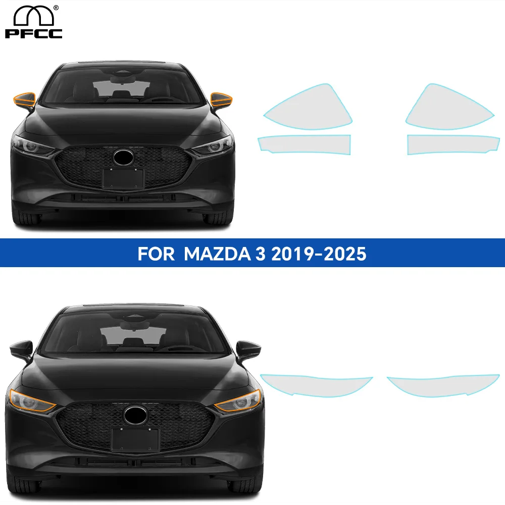 

PFCC для Mazda 3 2019-2025, предварительно вырезанная пленка для фар заднего вида, автомобильный бюстгальтер, прозрачная пленка из ППФ ТПУ 8,5 мил, защитная пленка для краски