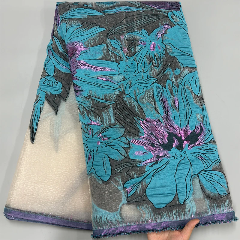 

Роскошное африканское дамасское нигерийское тюлевое кружевное платье 2025 года, высокое качество, вечернее платье с вышивкой, парчовое жаккардовое свадебное платье, 5 ярдов