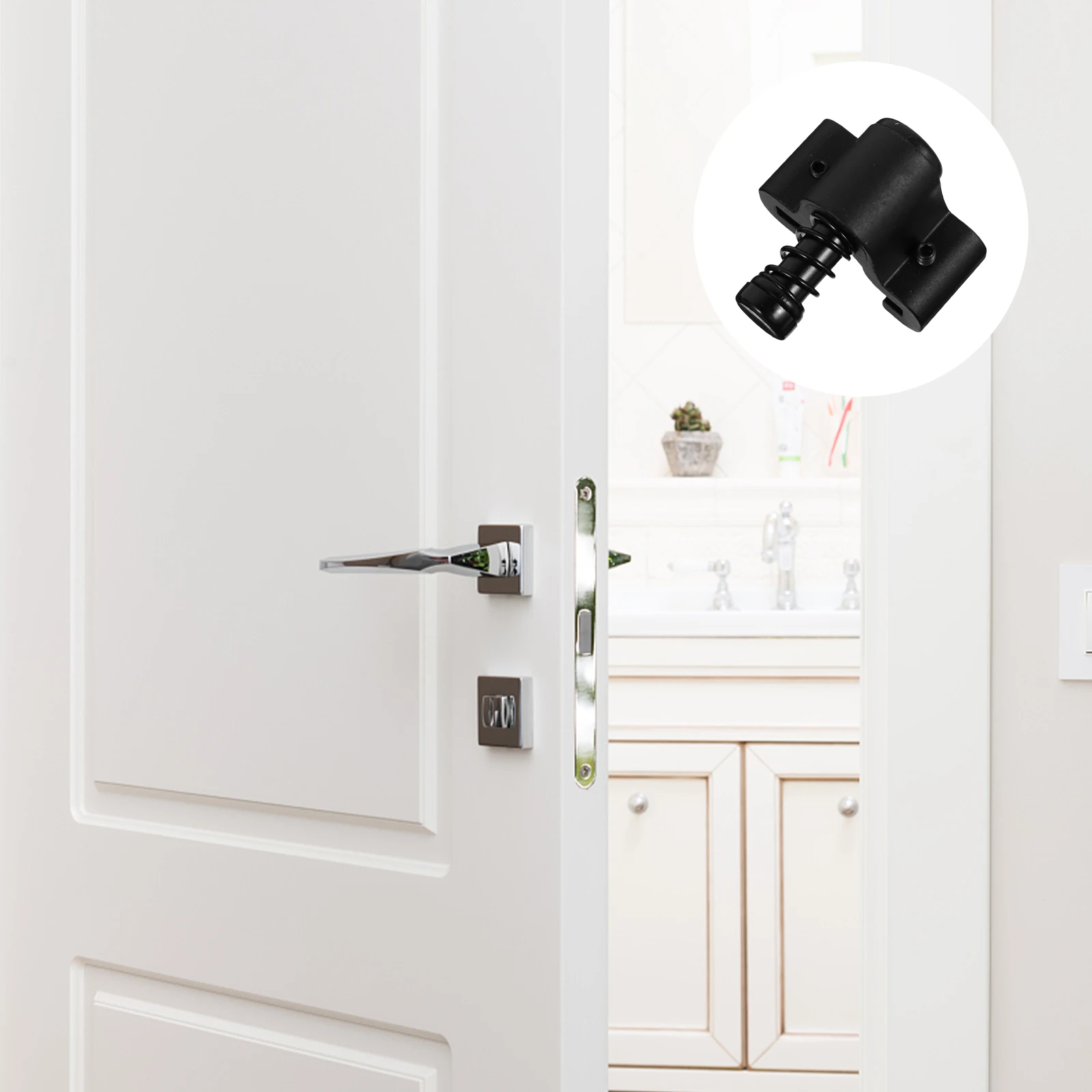 

1 pc Sliding Barn Hardware Black Adjustable Stopper Floor Guide Spring Design No Drill Easy Install Durablesliding Door Stop