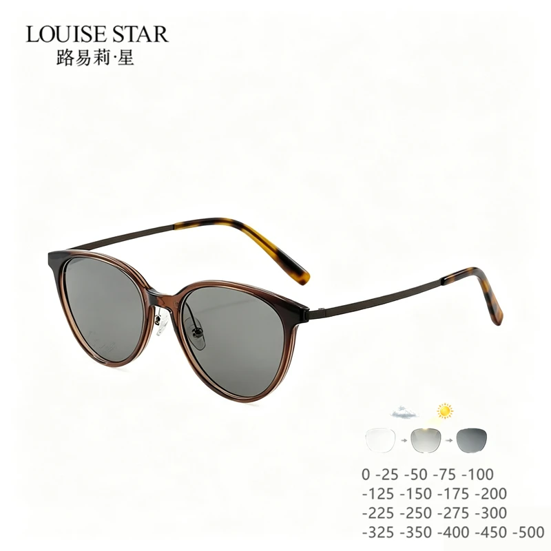 Half titanium TR90 myopia glasses photochromic non spherical resin lens, women's fashionable product myopia0-25-50-75-100-500