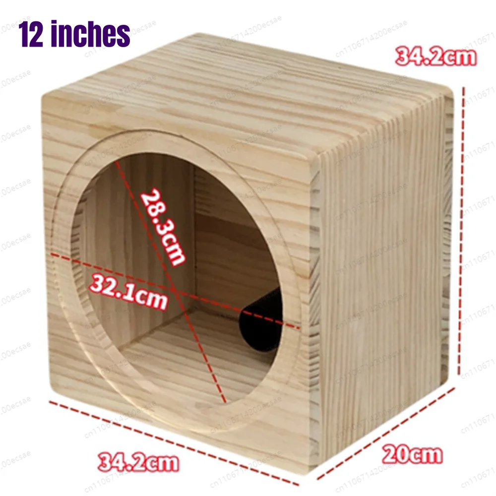 12 Inch DIY Speaker Empty Box for Car & Home, Solid Wood Subwoofer Enclosure for Audio Modification