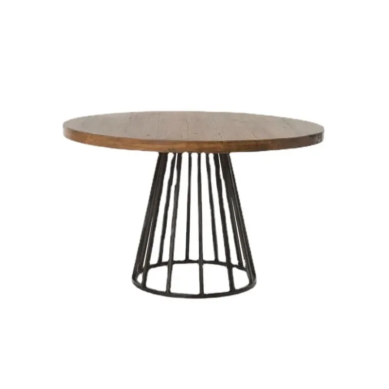 

Solid wood creative leisure commercial reception restaurant box wrought iron retro simple round table