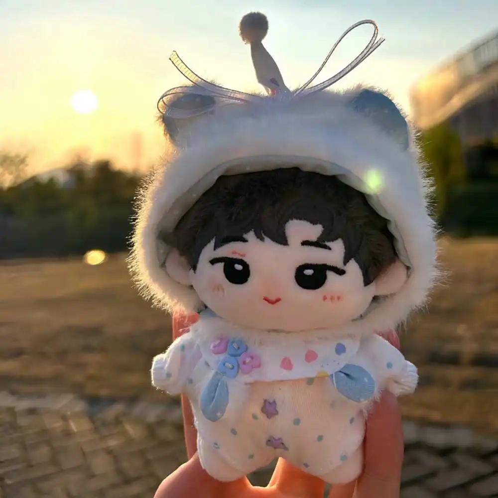 10cm Cotton Doll Clothes Kawaii Bear Hat Bib Jumpsuit Set Starfish Body Wearable Plush Doll Change Dress Game Gift