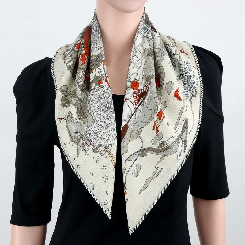 Echarpe-en-soie-et-laine-double-face-65x65cm-30-soie-de-murier-70-laine-illustration-artistique-fantaisie-bandana-carre-chale-de-cou-accessoires