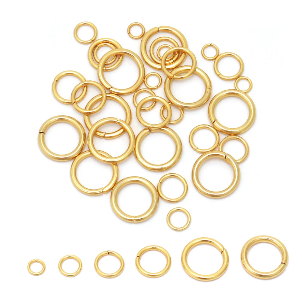 100/200pcs Stainless Steel Water Gold Plated Jump Rings for Jewelry Making Supplies Findings Necklace Earring Repairs 5mm 6mm