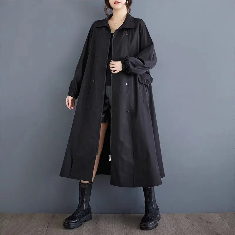 Women Jacket 2024 Autumn Loose Large Size Fashion Three Dimensional Cutting Big Pocket Design Casual Windbreaker Coat K2770