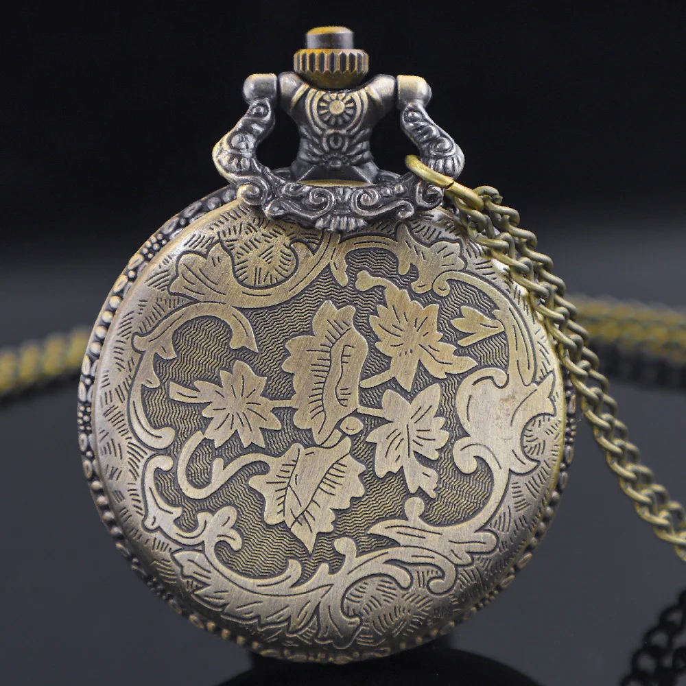 Steampunk Vintage Tree of Life Bronze Quartz Pocket Watch Fashion Necklace Pendant Chain Jewelry Gift Clock for Men Women