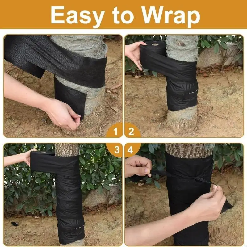 4X7B Tree Wraps Black Nonwoven Fabric 3.9inches Wide Tree Protectors for Protecting Damaged Barks and Keeping Plant Warm