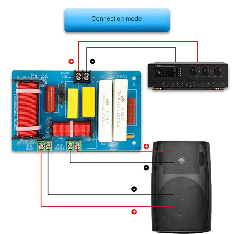 

2025 Hot Style 4Pcs PA-2A 2 Ways Speaker Crossover Treble + 450W Pure Bass Subwoofer Frequency Divider Filters DIY For Home
