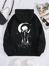 The Girl Is Bathing Under The Moonlight Men's Hoodie Autumn Crewneck Hoody Casual Loose Sweatshirt Simple S-XXL Pullover Tops