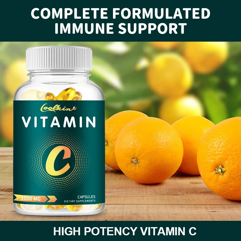 Vitamin C Capsules 1000 mg, Natural Supplement for Men and Women