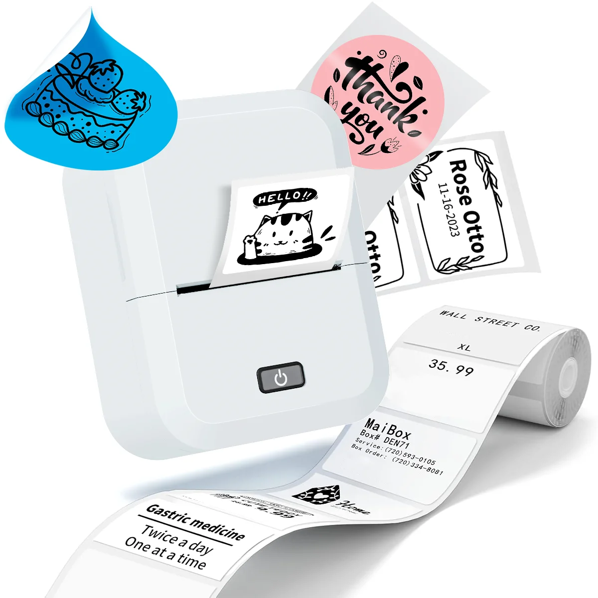 

Marklife Thermal Label Printer Mini X2 Bluetooth Adhesive Stickers Label Printer to Gift/Diy Creative/Marking for Office Kitchen