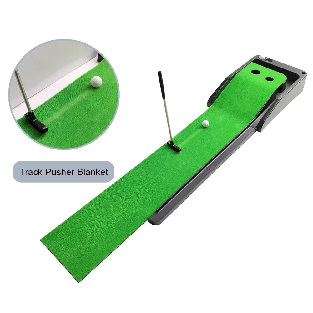 Putting Green Indoor Set Mini Putting Ball Pad with Ball Return/2 Holes Golf Putting Training Mat Golf Putting Alignment Aid Pad