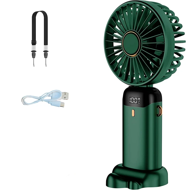 Handheld Fan, Mini Portable Personal Fan USB Rechargeable, Small Pocket Fan With Strap And Base 5 Speeds