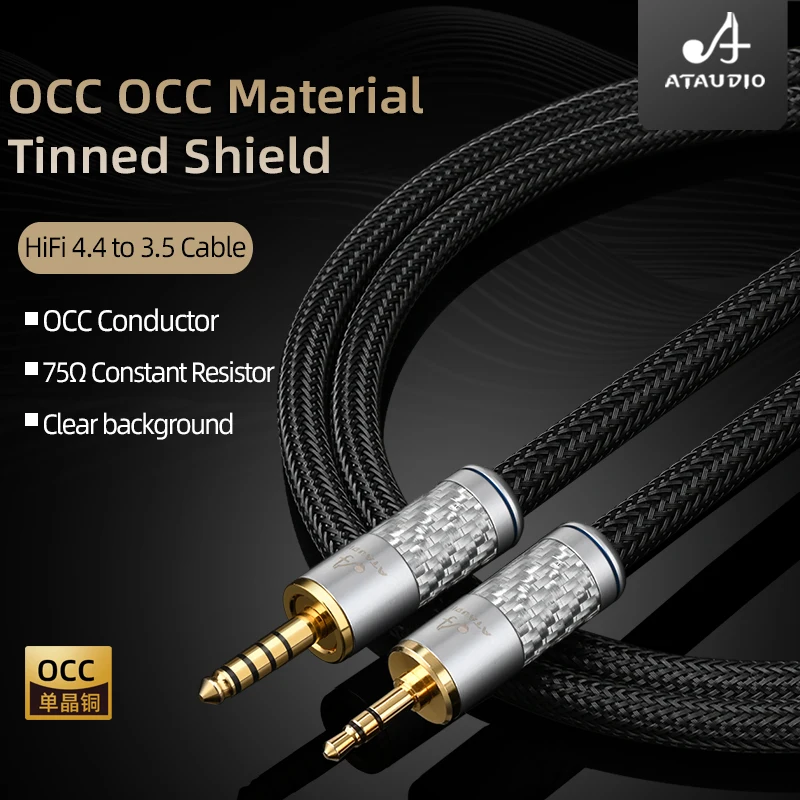 ATAUDIO-Cable auxiliar HiFi de 4,4mm a 3,5mm, conector macho a macho de alta gama con núcleo OCC de 4,4mm a 3,5mm, 4,4mm, 6,5mm