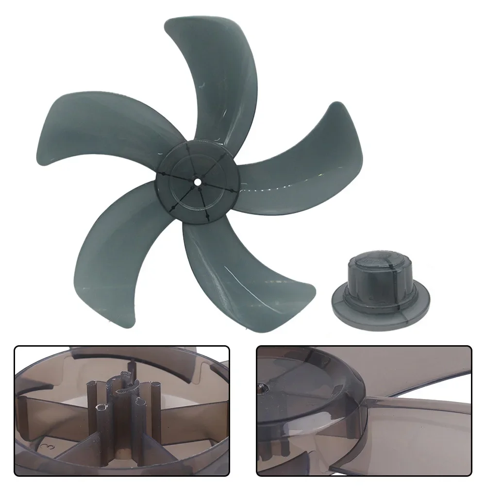 16 Inch Household Plastic Fan Blade 5 Blades With Nut  Cover For Standing Pedestal Fan Table General Accessories Fan Leaves