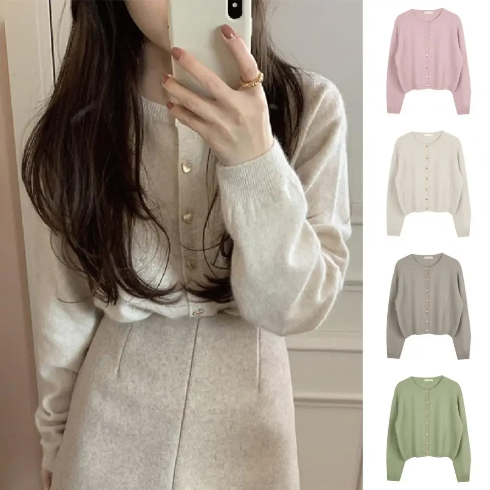 

Casual Women Cardigan Stylish Women's Knitwear Round Neck Cardigan with Ribbed Trim Long Sleeve Sweater Coat Single for A