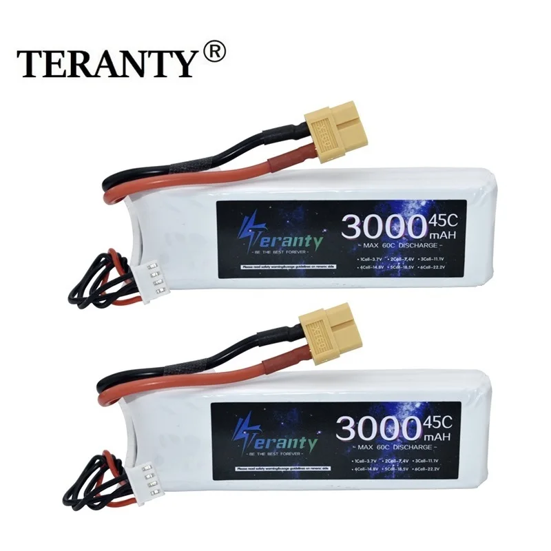 2/4 pz 3S 3000mAh batteria Lipo 11.1V 45C con spina XT60 per RC aereo Quadcopter elicottero Drone FPV modello auto da corsa batteria