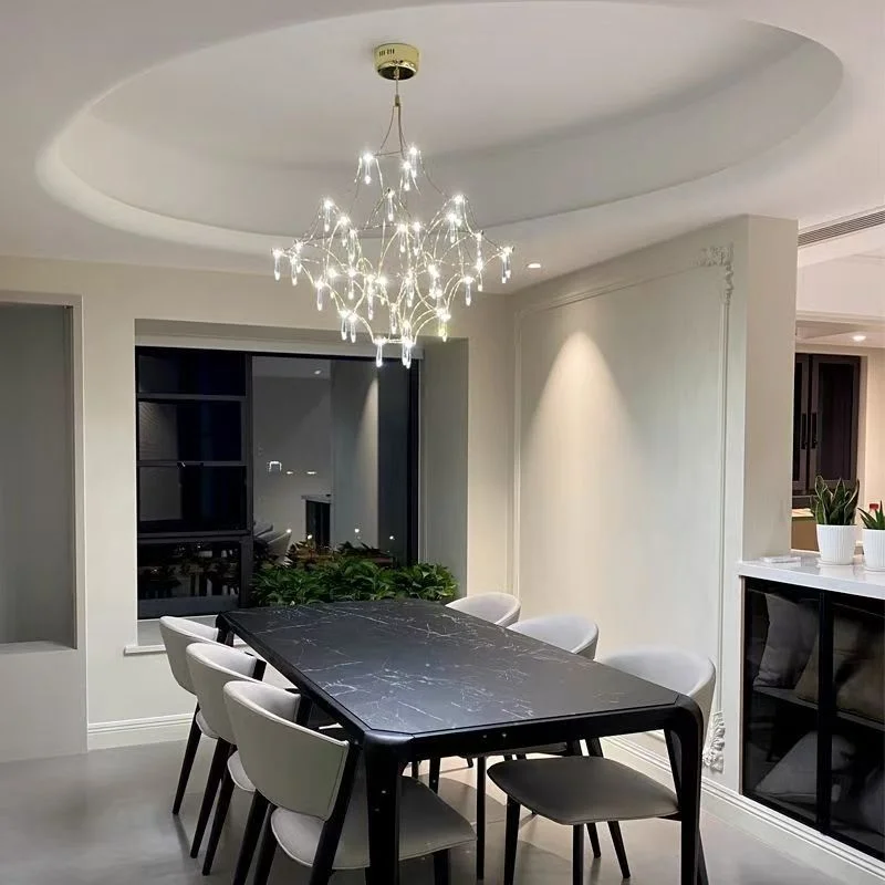 

Nordic modern personalized design, starry sky living room, dining hall, coffee shop, firefly crystal chandelier
