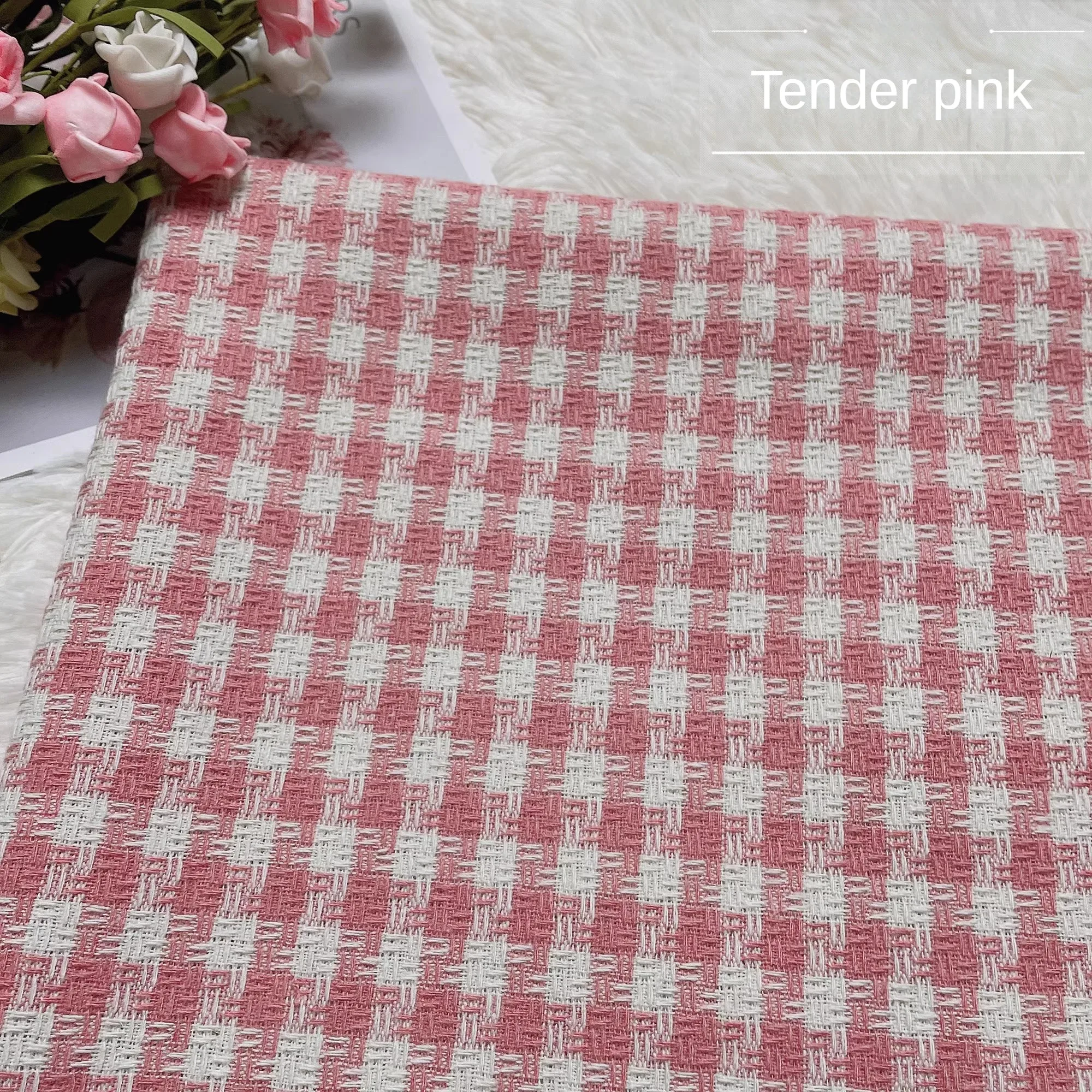 Breathable Plaid Pattern Tweed Fabric Plain By The Meter for Dresses Clothing Sewing Fashion Designer Cloth Comfortable Textured