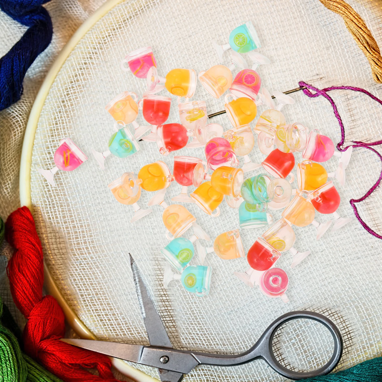 

36 Pcs Simulated Juice Keychain Earring Making Charms Necklace Accessory for Pendant Earrings Jewelry