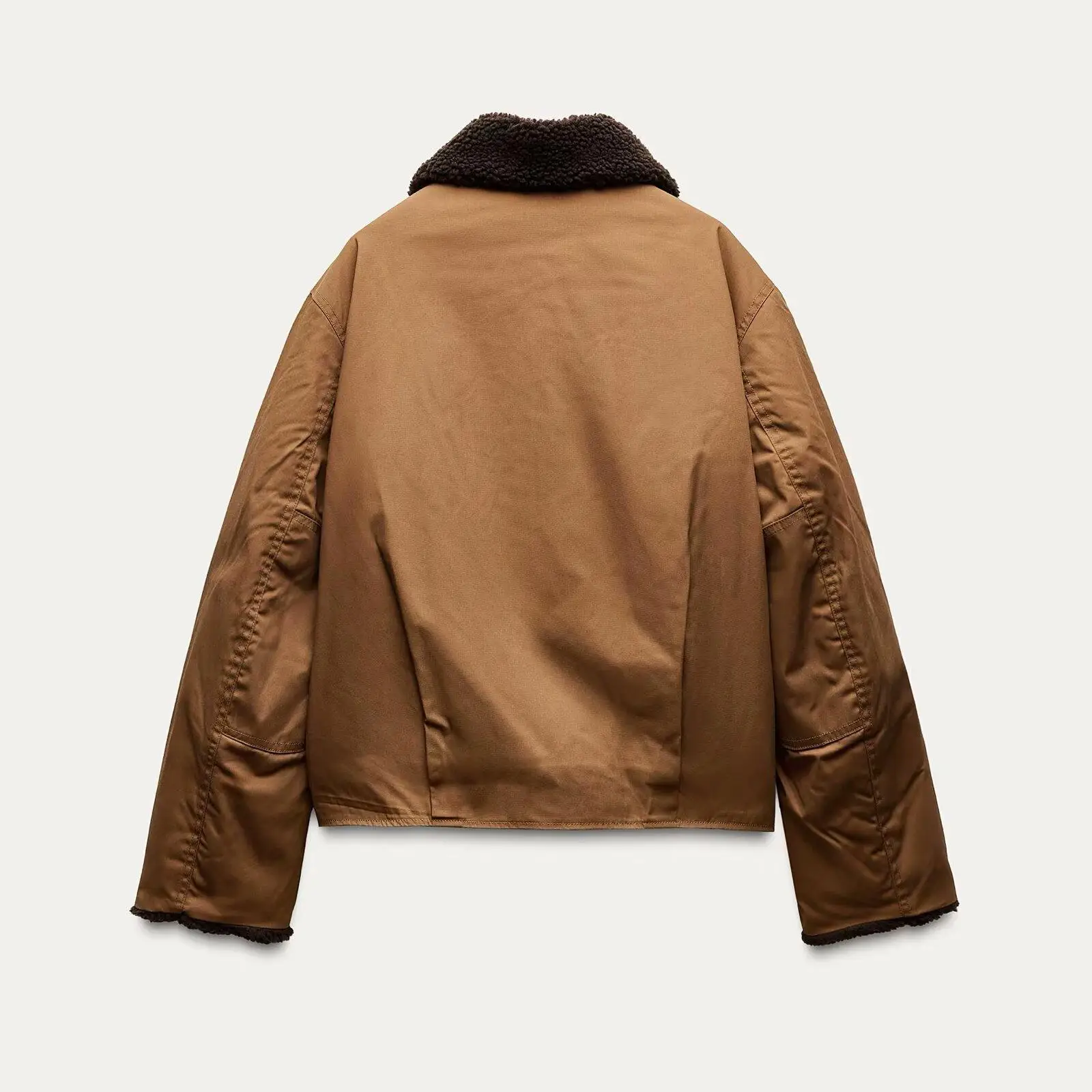 

New Autumn Winter Women's Long Sve Collar Jaet Contrast Color Flip Collar Coat Straight Cut ort Outerwear Faion Ladies