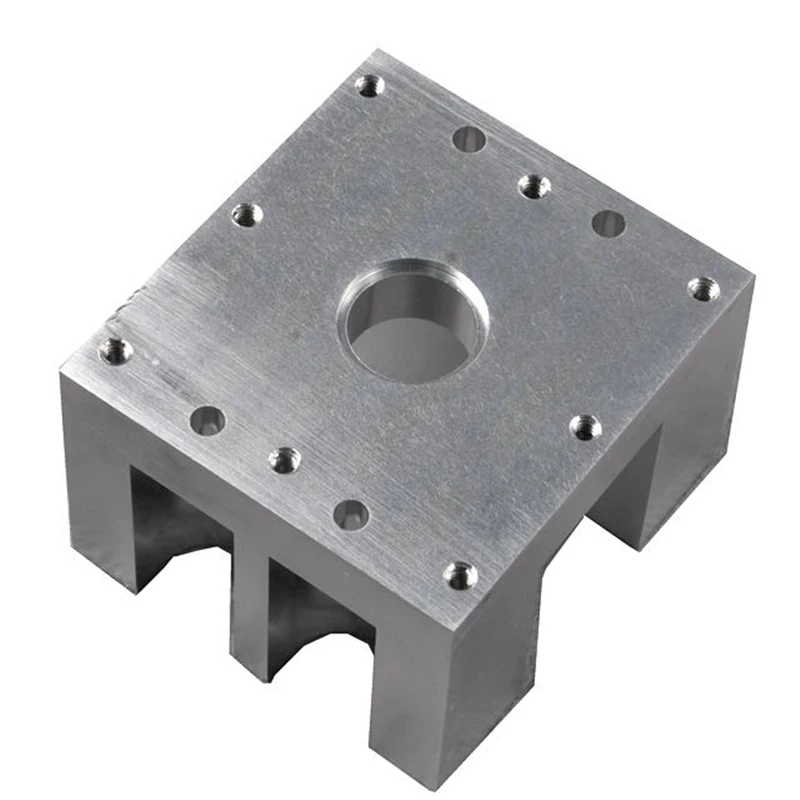 CNC Machined 6061 Aluminum Hollow Base Brushed Aluminum Equipment Mounting Support Block Complex Industrial Metal Components