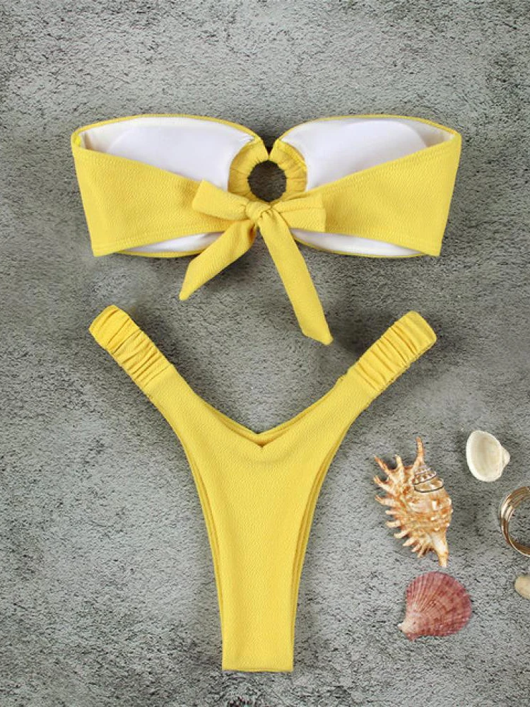 패션 솔리드 컬러 비키니 세트 패션 비치 매운 소녀 섹시한 패딩 비치 애호가를위한 두 조각 수영복