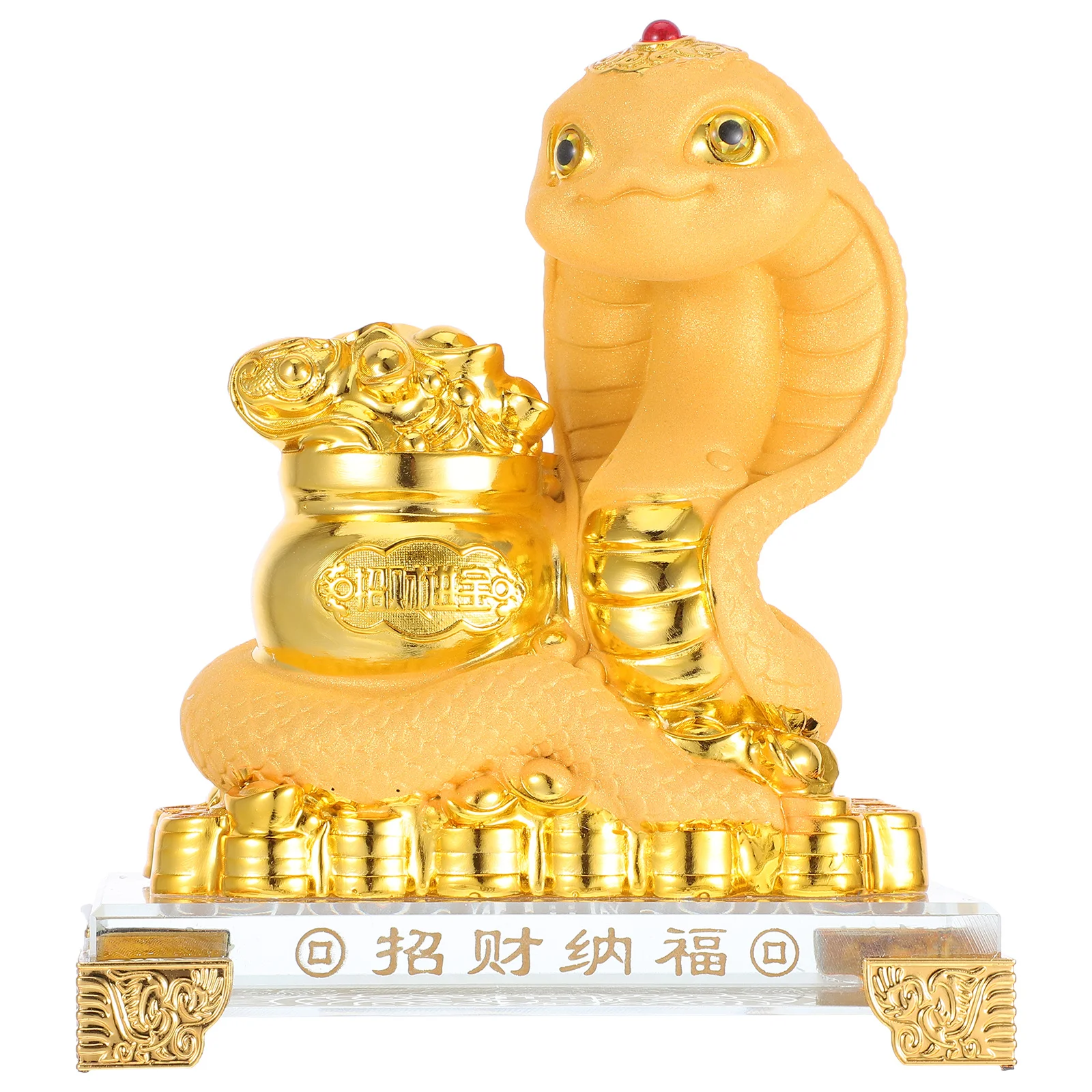 

2025 Snake Year Feng Shui Chinese Snake Statue Golden Resin Decoration Luck Wealth Home Office Good Luck Ornaments