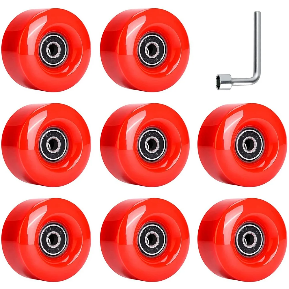 8 Pack 58X32mm, 82A Outdoor/Indoor Quad Roller Skate Wheels, Durable Wear-Resistant PU Wheels