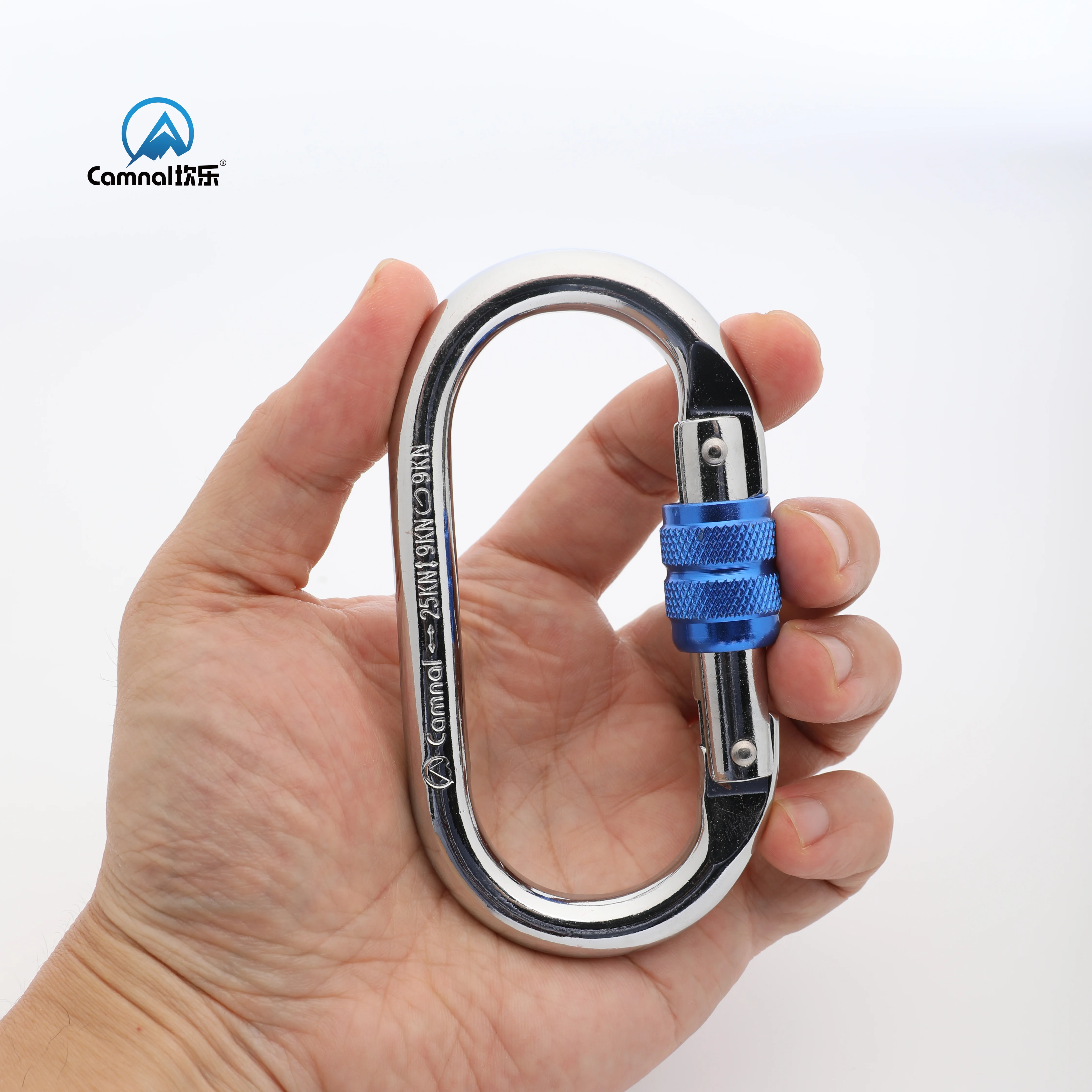 Gancho de segurança de escalada personalizado 25kn CE que trava o mosquetão oval de aço ou titânio para proteção contra quedas