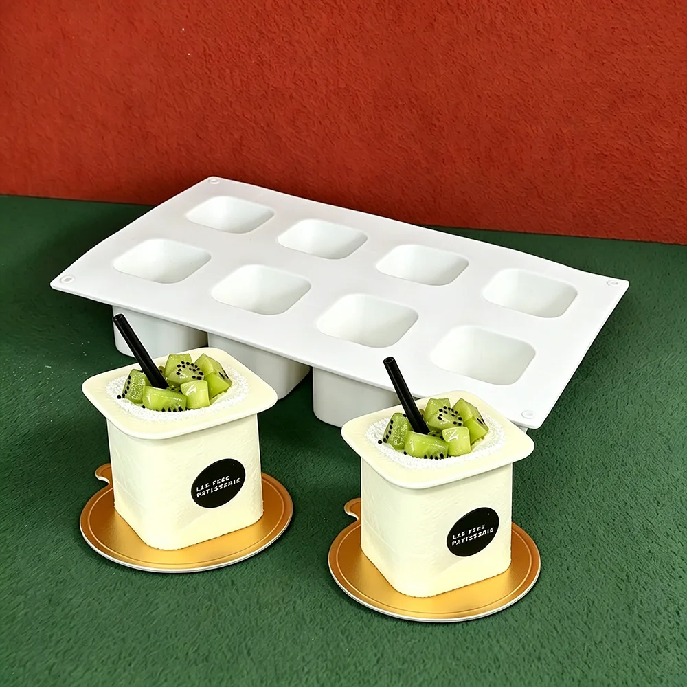 3D Cube Shape Silicone Candle Molds For Chocolate Cheese Yogurt Jelly Pudding Making Mold Mousse Cake Decorative Baking Tools view 4