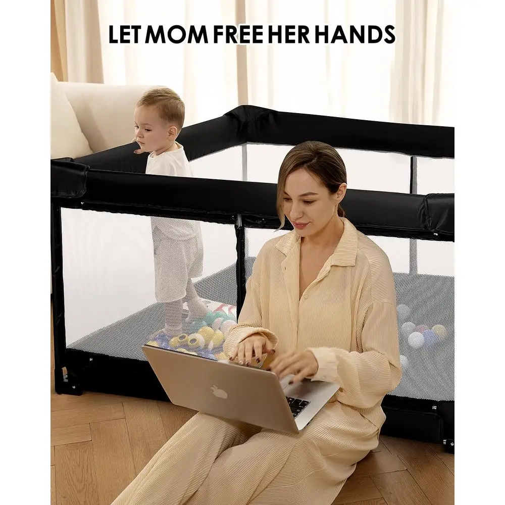 Extra großer faltbarer Spielplatz, tragbarer Reise-Laufstall mit Tor für Babys und Kleinkinder, sicheres Aktivitätszentrum für drinnen und draußen (51